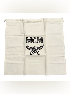MCM Large White Logo Dust Bag Drawstring Storage Bag 14x13 NWOT